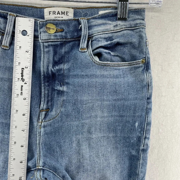 Frame Jeans Women's Sz 27 Blue Washed Denim Skinny Mid Rise Cropped Stretch - Picture 4 of 11